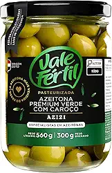 Azeitonas Verdes Premium Azizi Vale Fértil Vidro 300g