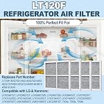 LT120F Refrigerator Air Filter for LG/Kenmore Fridge Fresh Air Filter Replacement 469918, ADQ73214402, ADQ73214403, ADQ73214404, IFXS28968S, lfxs24623S Air Filter-4 Pack