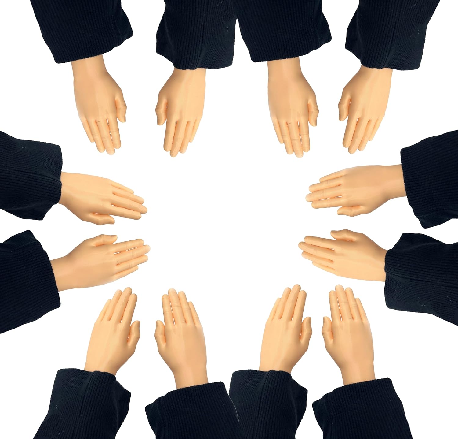 Munnygrubbers - 6 Pair Tiny Hands with Sticks - Mini Little Hand Stick Puppet - Halloween Costume - Strong Hand Prop - Scary Movies - Novelty Toy Gift - TikTok Famous - (Normal 6X Set)