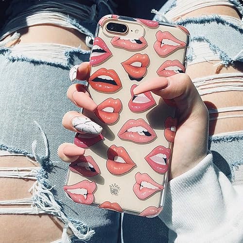 Miniatura 8 de VELVET CAVIAR Compatible con iPhone 7 Plus y iPhone 8 Plus Case Lips para mujeres y niñas, bonitas fundas protectoras transparentes (labios nudes)