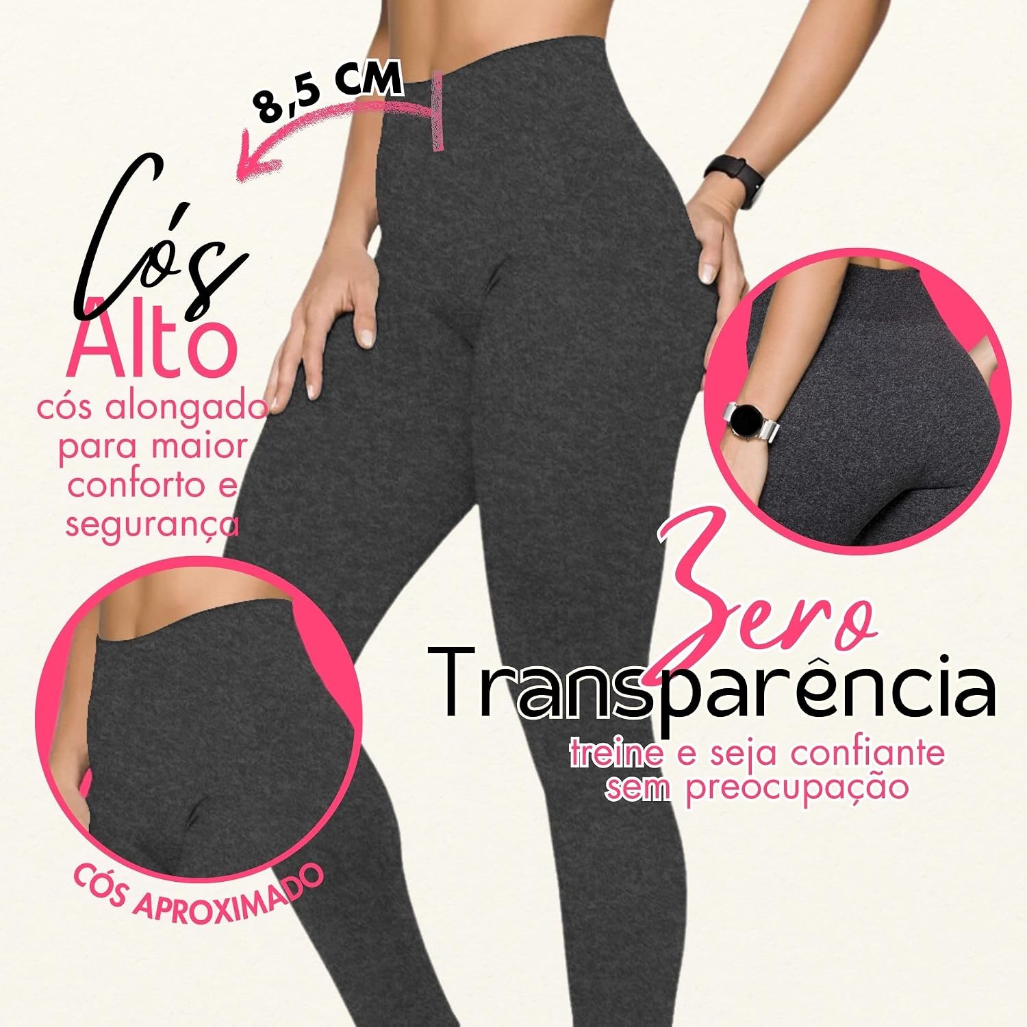 Calça Legging Academia Zero Transparências Sem Costura Cós Alto Microfibra Feminina Selene