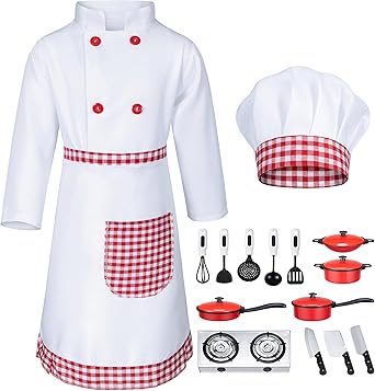 Kids Chef Costume for Boys Girls Kitchen Cooking Party Cosplay 3-12 Years