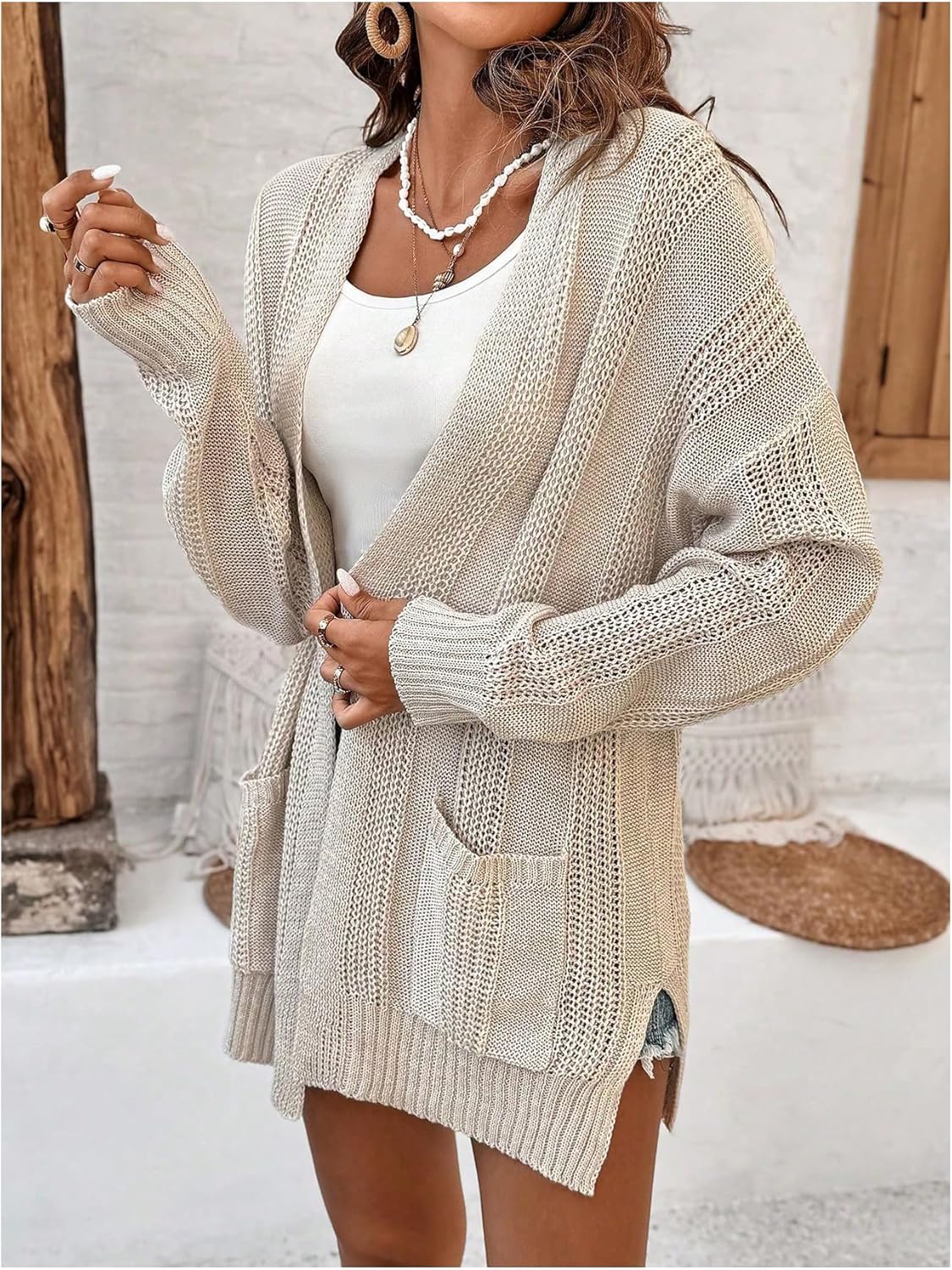 GORGLITTER Women's Chunky Cardigan Sweaters Lightweight Oversized Long Sleeve Open Front Fall Trendy Kimono Cardigans - Image 2
