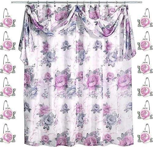 Vista 65 de Zahari Home Juego de 4 piezas de accesorios de baño Poppy Fields amarillos con dispensador de jabón de manos, vaso, soporte para cepillo de dientes