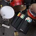 Donner Drum Stick Bag, Drumsticks Cas Large Capacity Suitable for Drumsticks, Drum Key, Drum Wire Brushes, Resonance Pads and Mallets, Black, Christmas Birthday Gift, Great Holiday