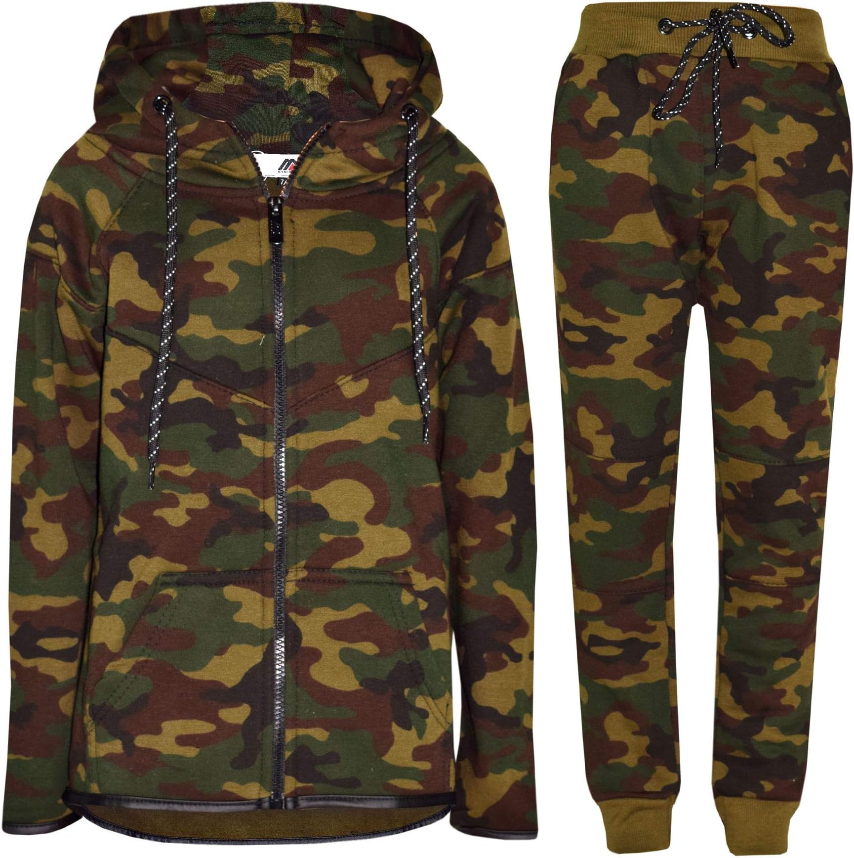 Boys Contrast Camouflage Print Tracksuit Sweat Top & Jogging Track Bottoms Set