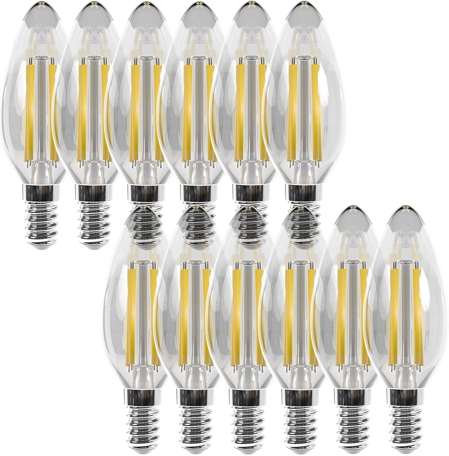 KASTLITE Dimmable B10 E12 LED Bulb Filament - 4 Watt 2700K Soft White 40W Incandescent Equivalent UL Listed Edison Lamp for Chandelier Candelabra Candle Flame Lights & Vintage Lighting, Clear/ 12-Pack