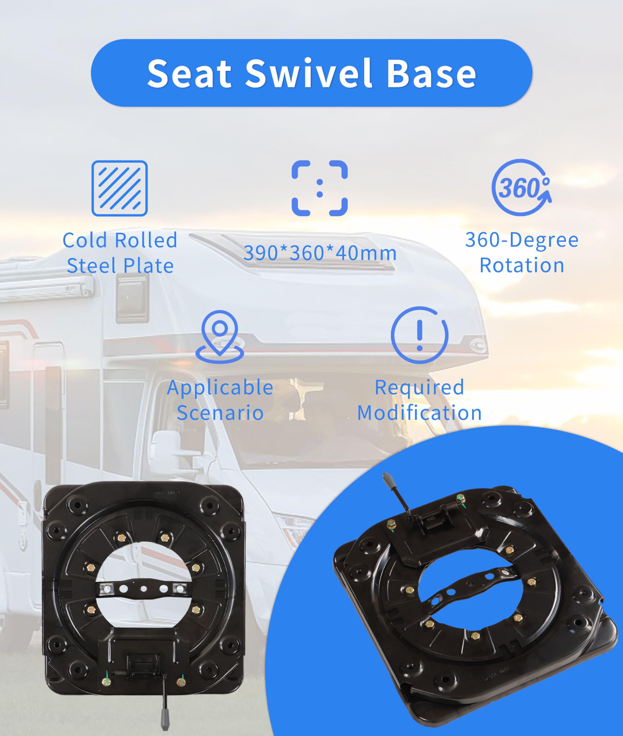 Base Giratoria del Asiento, Placa de Acero Laminada en Frío de Alta Resistencia Giratoria de 360 ​​​​grados Placa de Acero con Base Giratoria, Carga de 130 Kg Soporte Giratorio