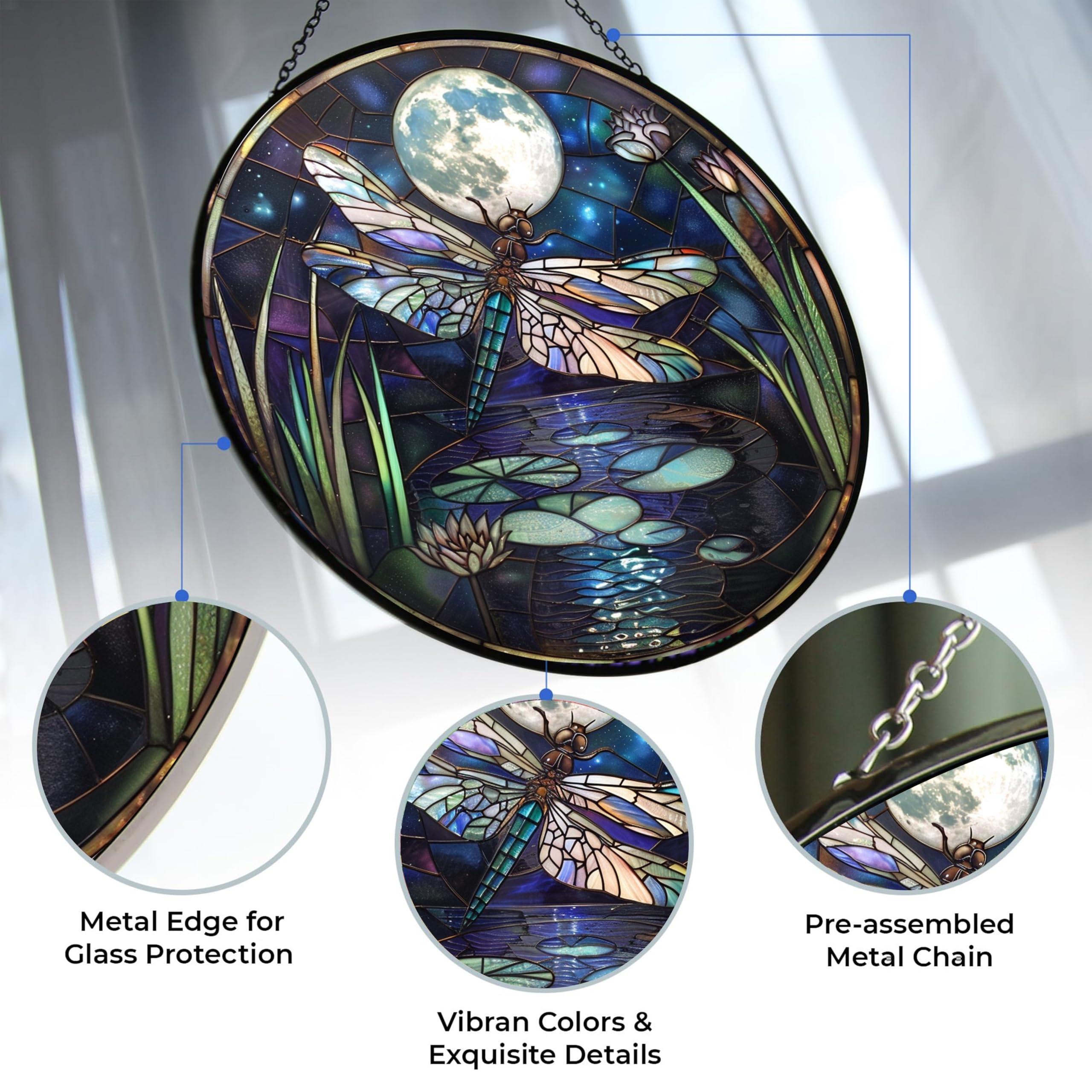 365CUSGIFTS River and Dragonfly Pattern Suncatcher Stained Glass Window Hangings for Women Mom Red Birds Sun Catchers Colorful Ornament Bird Lovers Gift Gifts for Women Mom Wife