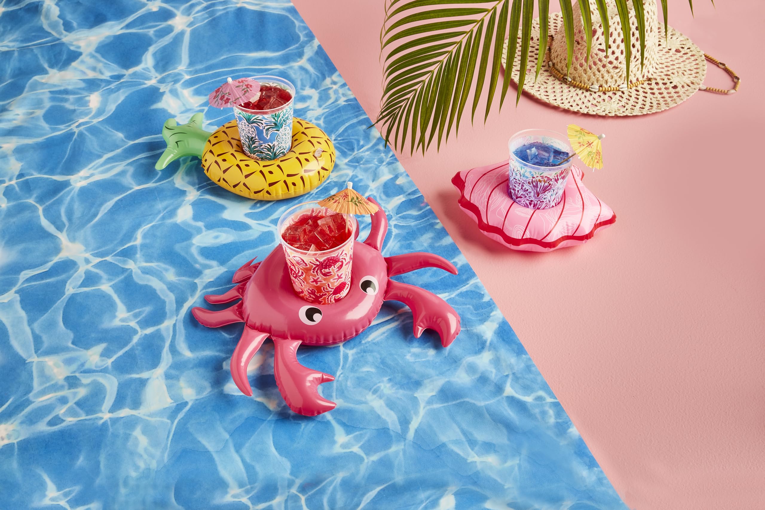 Mud Pie Women's Beach Floaty Party Cup Set, Pink