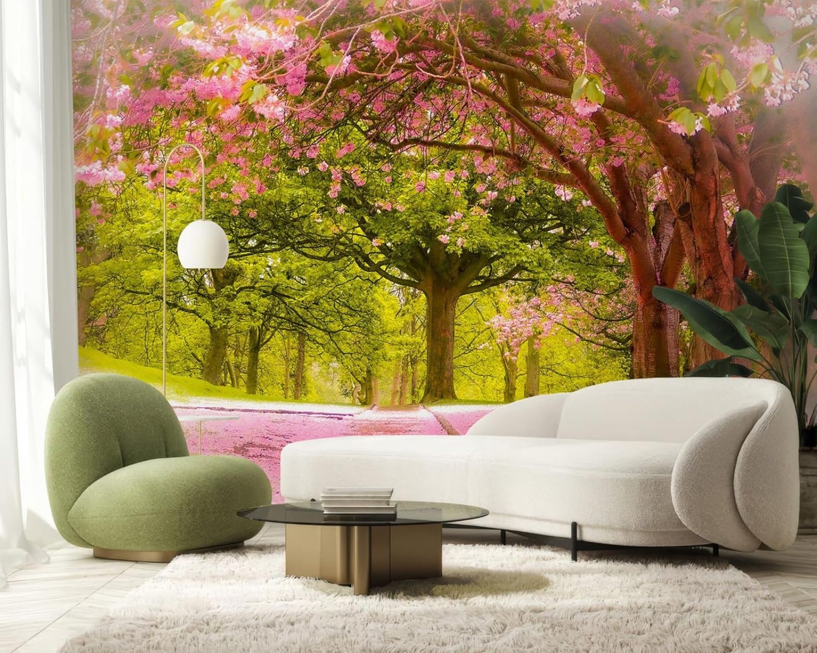 hgjdjhnf Photo Wallpaper Cherry Tree Landscape Flowers Trees Non-Woven ModernLiving Room Bedroom Children's RoomDecoration Motif Wallpaper,250cmx175cmSticker - Background- Painting - Po