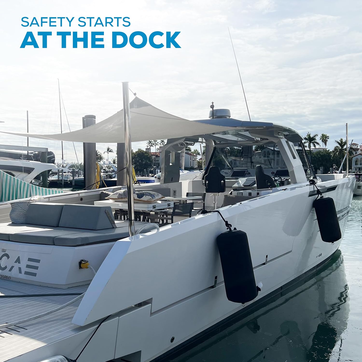 Duo Inflatable Boat Fender with Cover – Heavy Duty Inflatable Dock Bumper for Boats, Yachts & Sailboats – Air & Water Fill, Hurricane-Tested, UV Resistant Mooring Fender