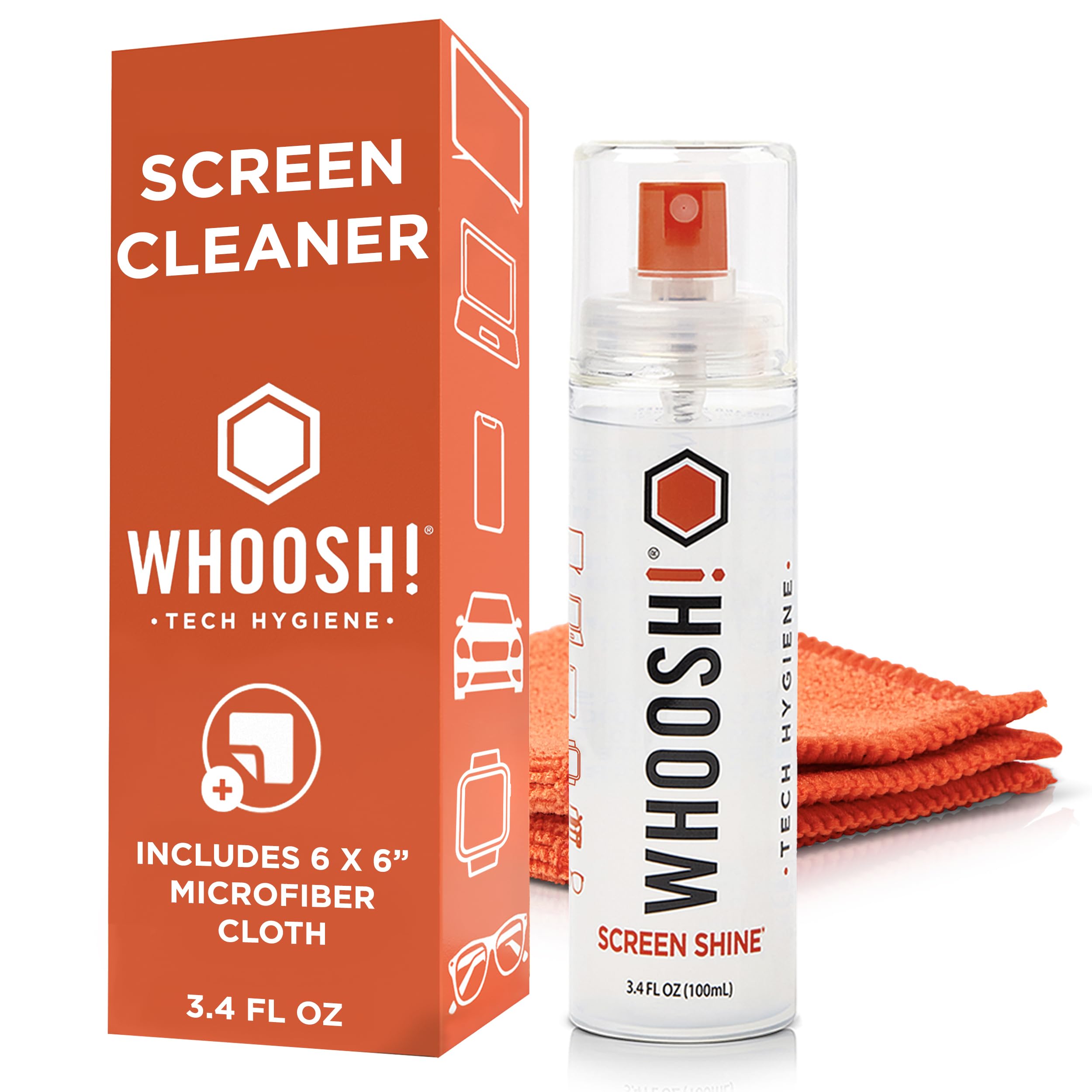 Screen Cleaner Spray and Wipe - 3.4 fl oz + 1 Microfiber Cloth Wipes - Travel Size Electronic Cleaner for Car, Computer, Laptop, iPad, MacBook, Phone, Watch, Eyeglass - Lens Cleaner Kit