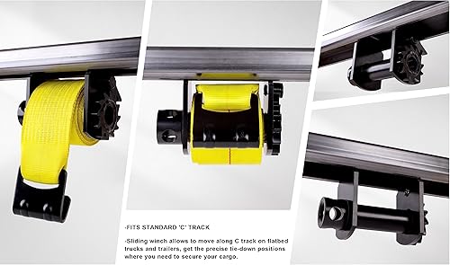 Miniatura 7 de Paquete de 2 cabrestantes deslizantes, cabrestantes deslizantes resistentes para remolques planos, camiones y cabrestantes, construcción pintada de