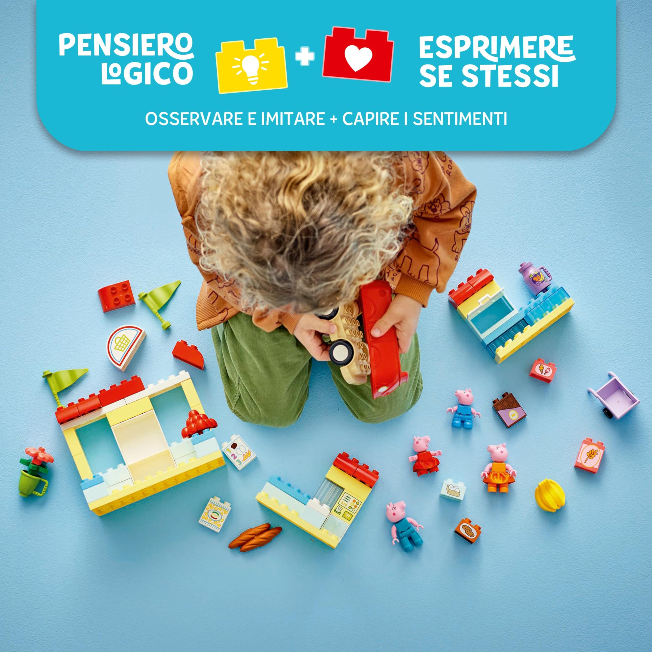 LEGO DUPLO Il Supermercato di Peppa Pig - Gioco Didattico per la Motricità Fine per Bambine e Bambini da 2 Anni in su - Include Negozio, Macchinina Giocattolo e 4 Personaggi - Idea Regalo - 10434