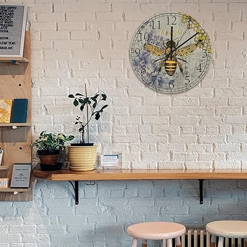 Miniatura 2 de Reloj de pared elegante de 12 pulgadas para cocina, funciona con pilas, decoración de jardín de abejas y colmenas, para cocina, sala de estar,