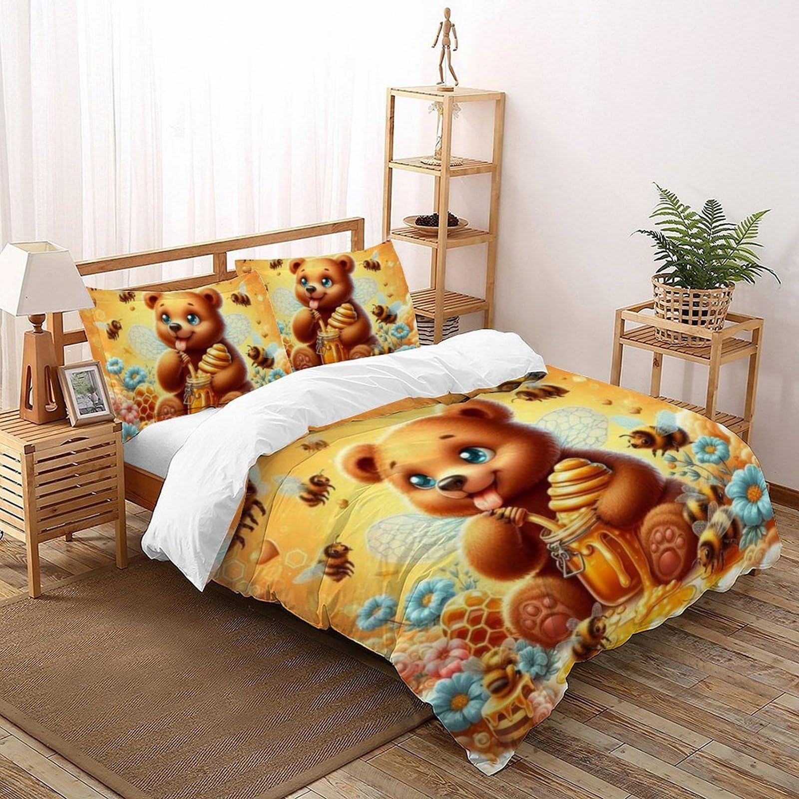 Housse de couette ours douce pour envelopper les enfants de tendresse au lit