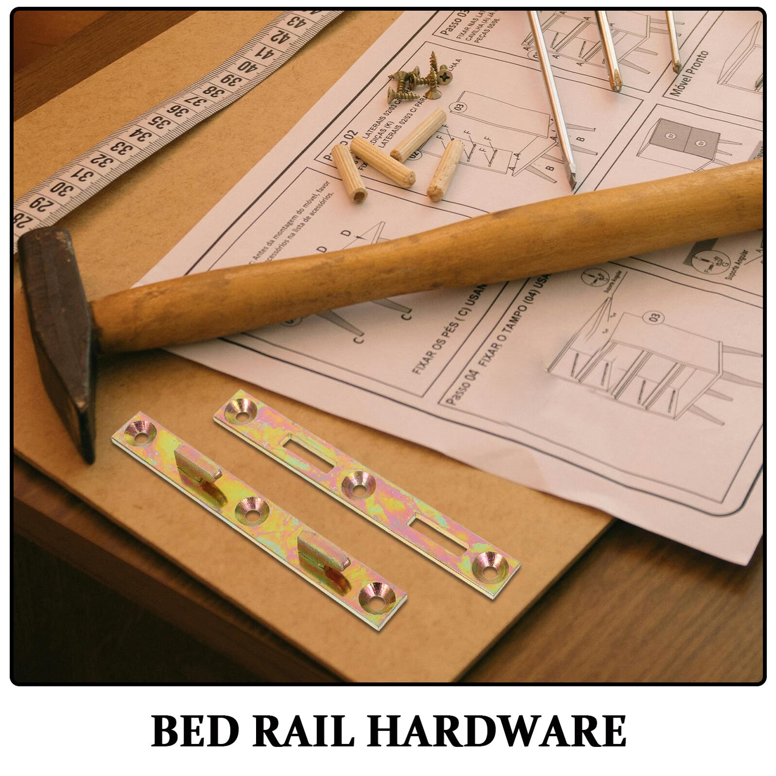 TOYANDONA Set da 8 Staffe di Collegamento per Letto in Metallo e Legno, Accessori per Sponde del Telaio Ganci Anti-Oscillazione, Supporti Centrali per Mobili Camera da Letto,