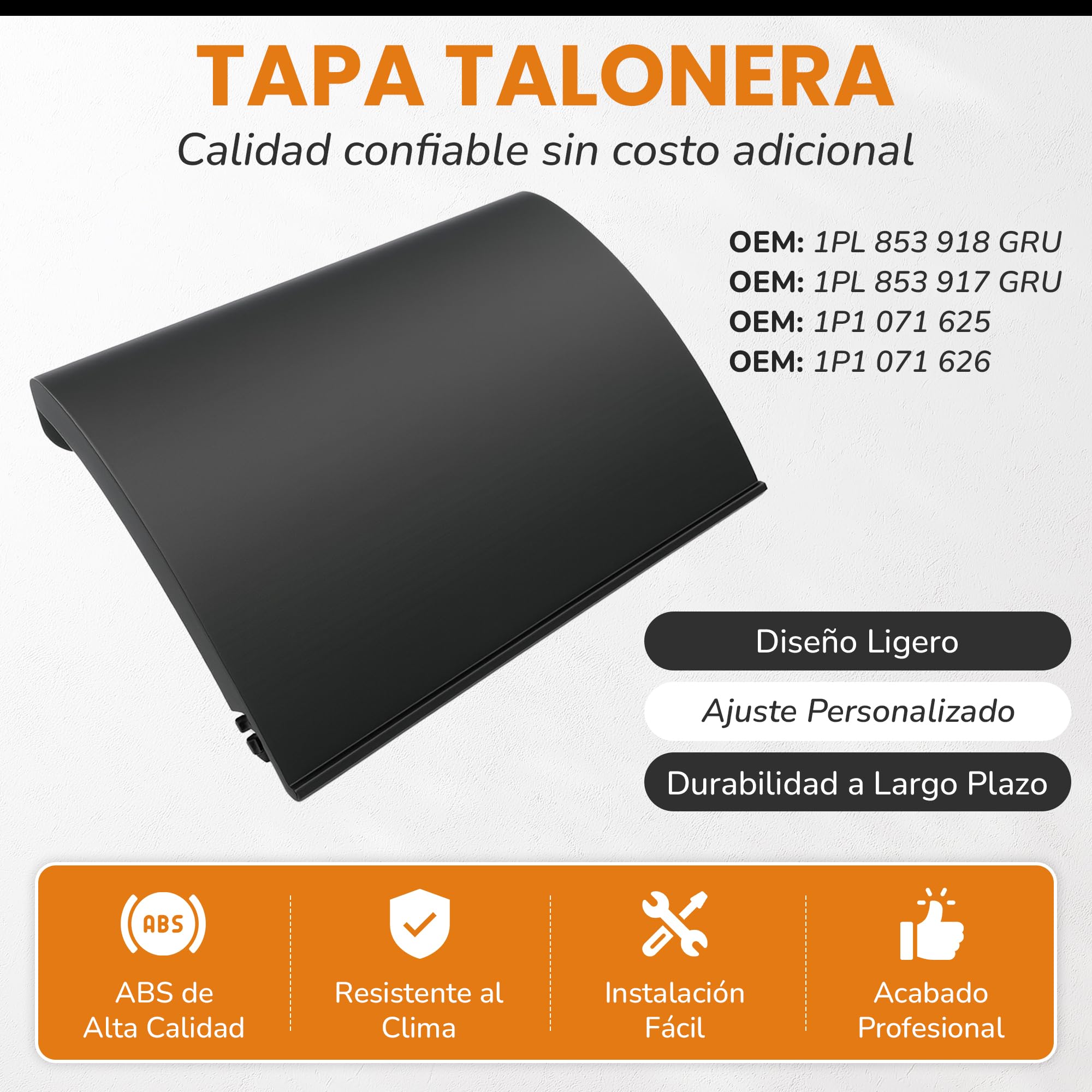 Couvre-talon Seat Leon Mk2 Toutes FR-Cupr@-Kit Aero Variantes/Couvre-flancs Latéraux Leon Mk2/ Couvre-talon Leon MK2 2006-2012 Noir ((Avant Droite) 1PL 853 918 GRU)