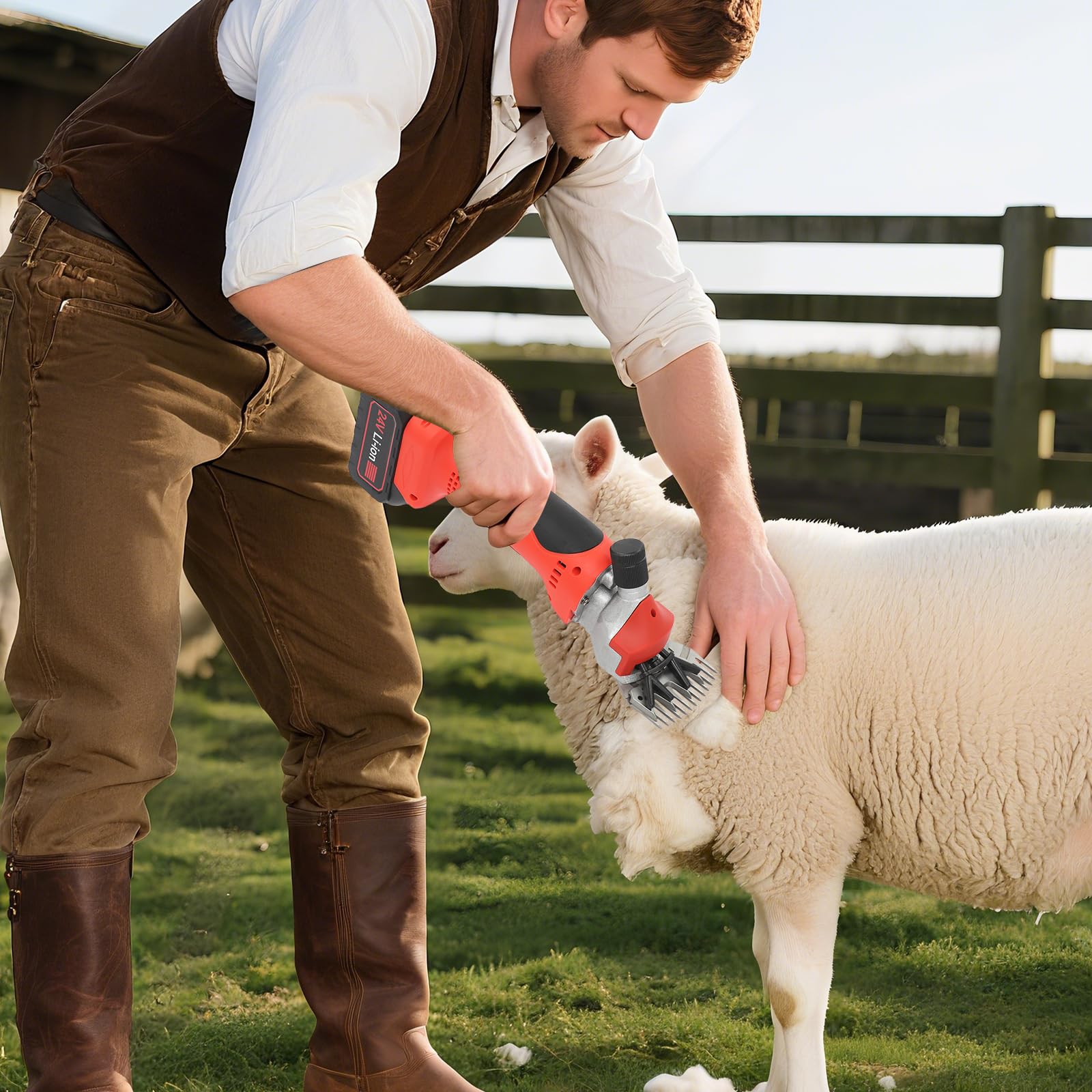 Cisaille électrique pour moutons 550 W avec batteries de 13000 mAh, ciseaux à moutons électriques professionnels sans fil, compatibles avec alpagas, animaux, moutons