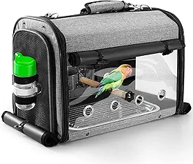 capuca Papagaio de Gaiola de Viagem para Transporte de Pássaros - Mochila de Viagem Leve e Respirável para Animais de Estimação com Poleiro Em Pé Brinquedos de Papagaio de Pássaros Sacos de Saída Port