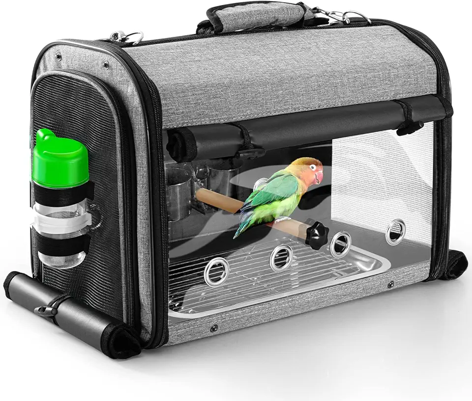 capuca Papagaio de Gaiola de Viagem para Transporte de Pássaros - Mochila de Viagem Leve e Respirável para Animais de Estimação com Poleiro Em Pé Brinquedos de Papagaio de Pássaros Sacos de Saída Port