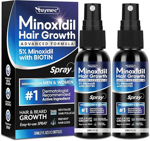 5% Minoxidil Spray 2PCS, Minoxidil for Women Hair Growth, Minoxidil for Men Hair and Beard, Minoxidil Spray for Men and Women.