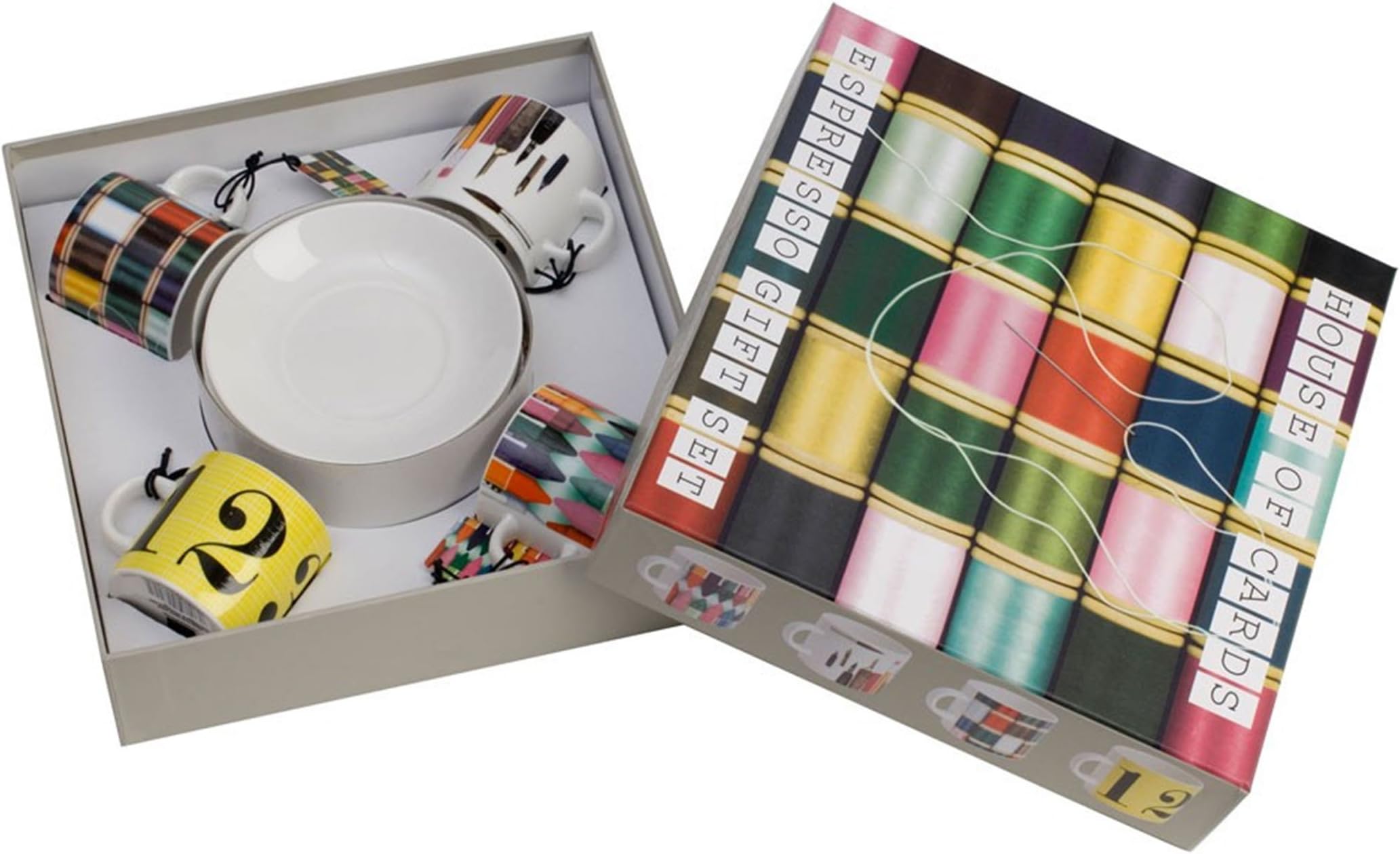 Eames Office Gift Bone China Espresso Cups, Set of 4