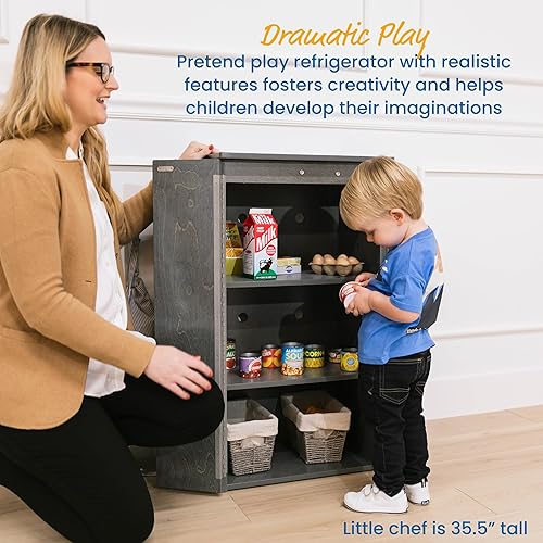 Vista 14 de ECR4Kids Refrigerador de cocina, juego de madera, natural