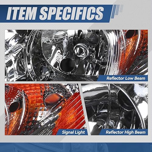 Miniatura 3 de Auto Dynasty Conjunto de faros delanteros compatible con Toyota Corolla E120 2003-2008, reemplazo de faros halógenos del lado del conductor y del