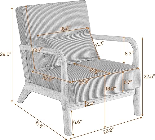 Miniatura 2 de Silla decorativa, sillón moderno de mediados de siglo con almohada, sofá tapizado, silla auxiliar de lectura para sala de estar y dormitorio