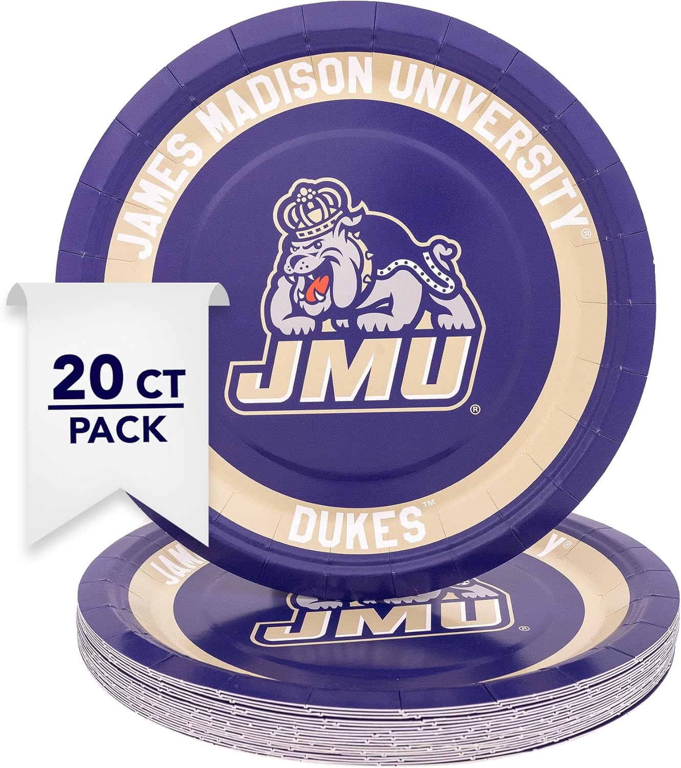 Desert Cactus James Madison University Paper Plates JMU Dukes 20 Count 9 inch Round PlatesDecoration for Tailgates, Graduation, Party and Game Day (Design A)