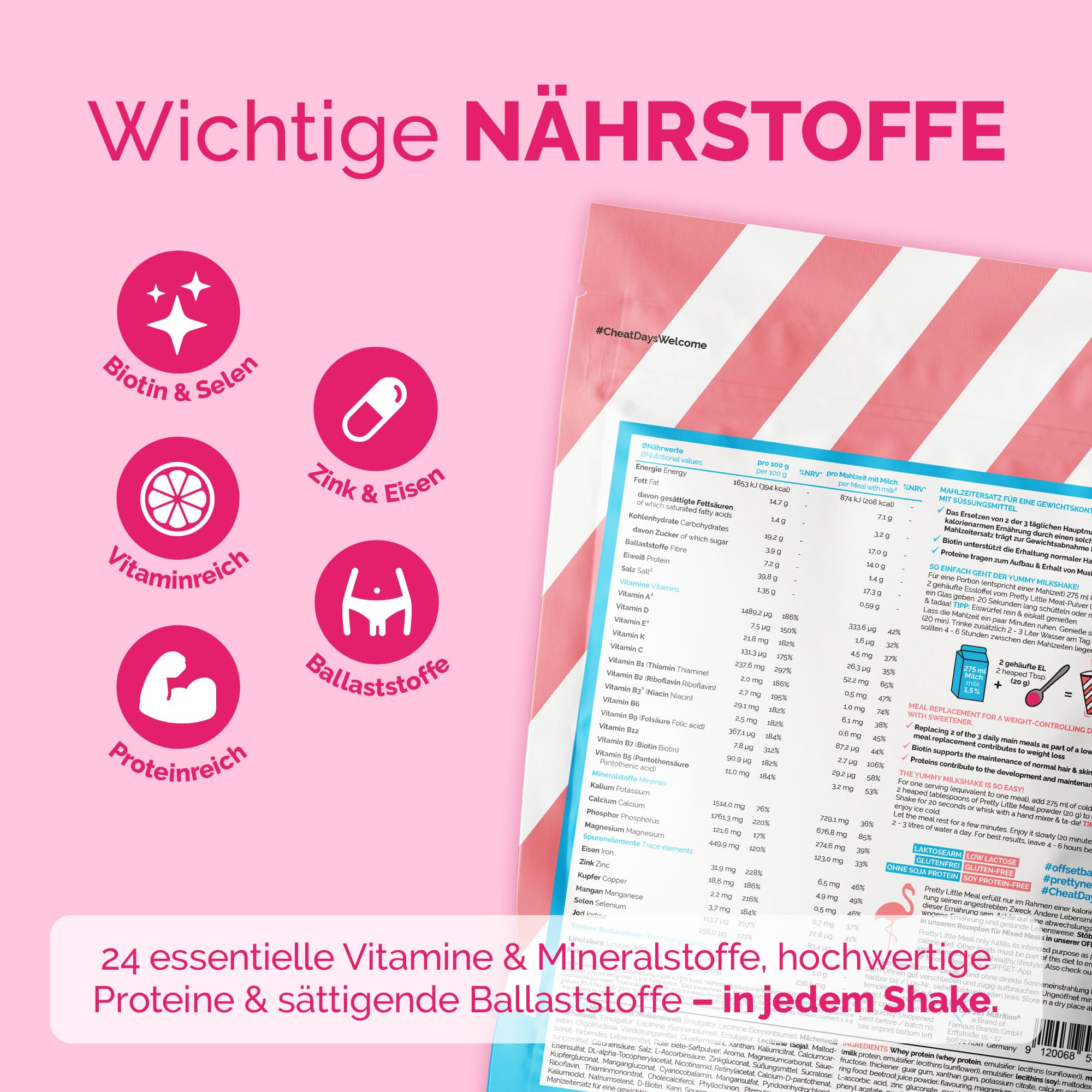 OFFSET Nutrition Abnehm Shake Strawberry Bay [nur 208 KCAL pro Shake] - 28 Portionen | Mahlzeitersatz | Diät Shake mit 24 Vitaminen & Mineralien | Glutenfreie Trinkmahlzeit