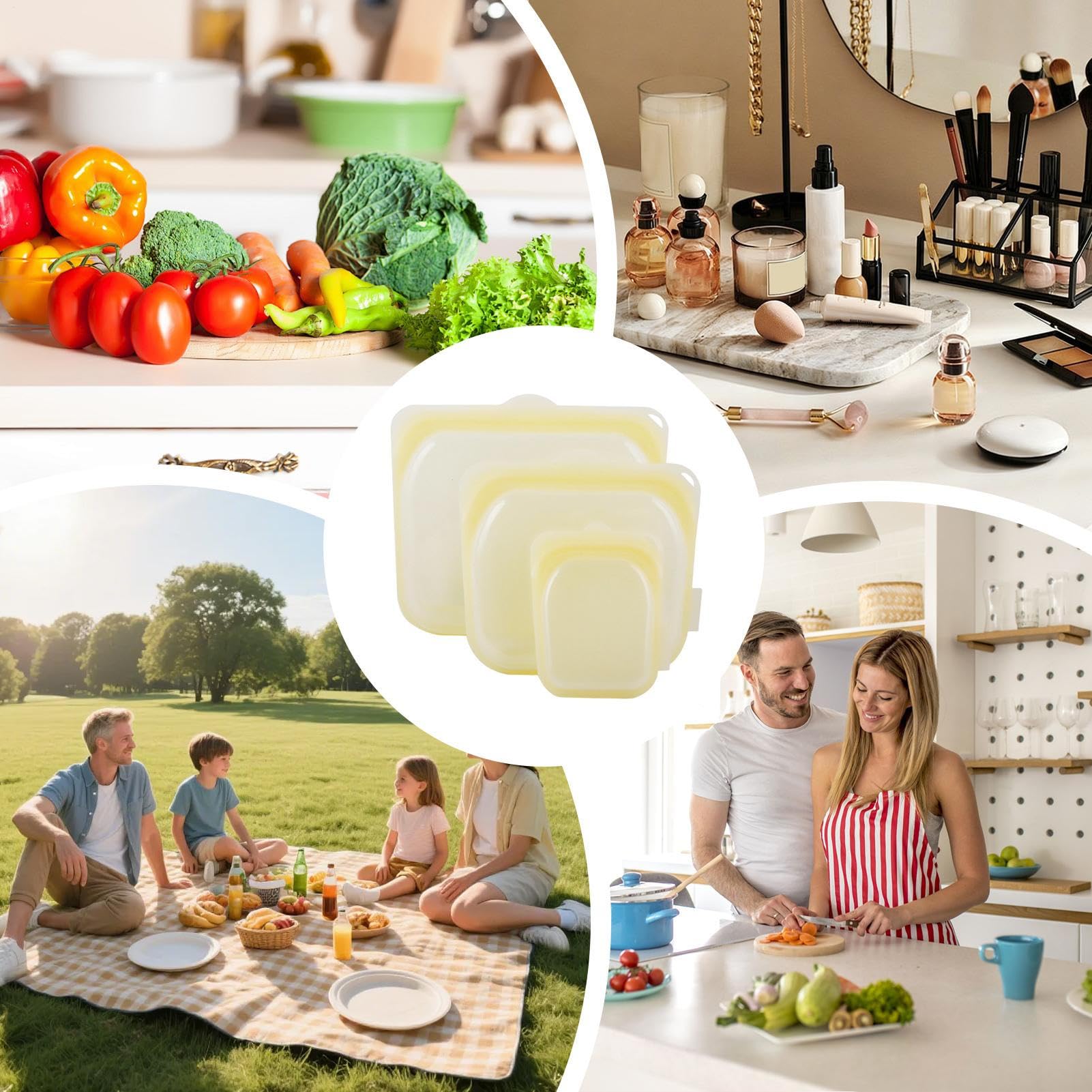 Bolsa de Alimentos Reutilizable 3 unidades reutilizables para sándwiches | Bolsas herméticas para alimentos para Preparación de Comidas, Almuerzo, Viaje, , Carne, Queso, Verduras, Fruta