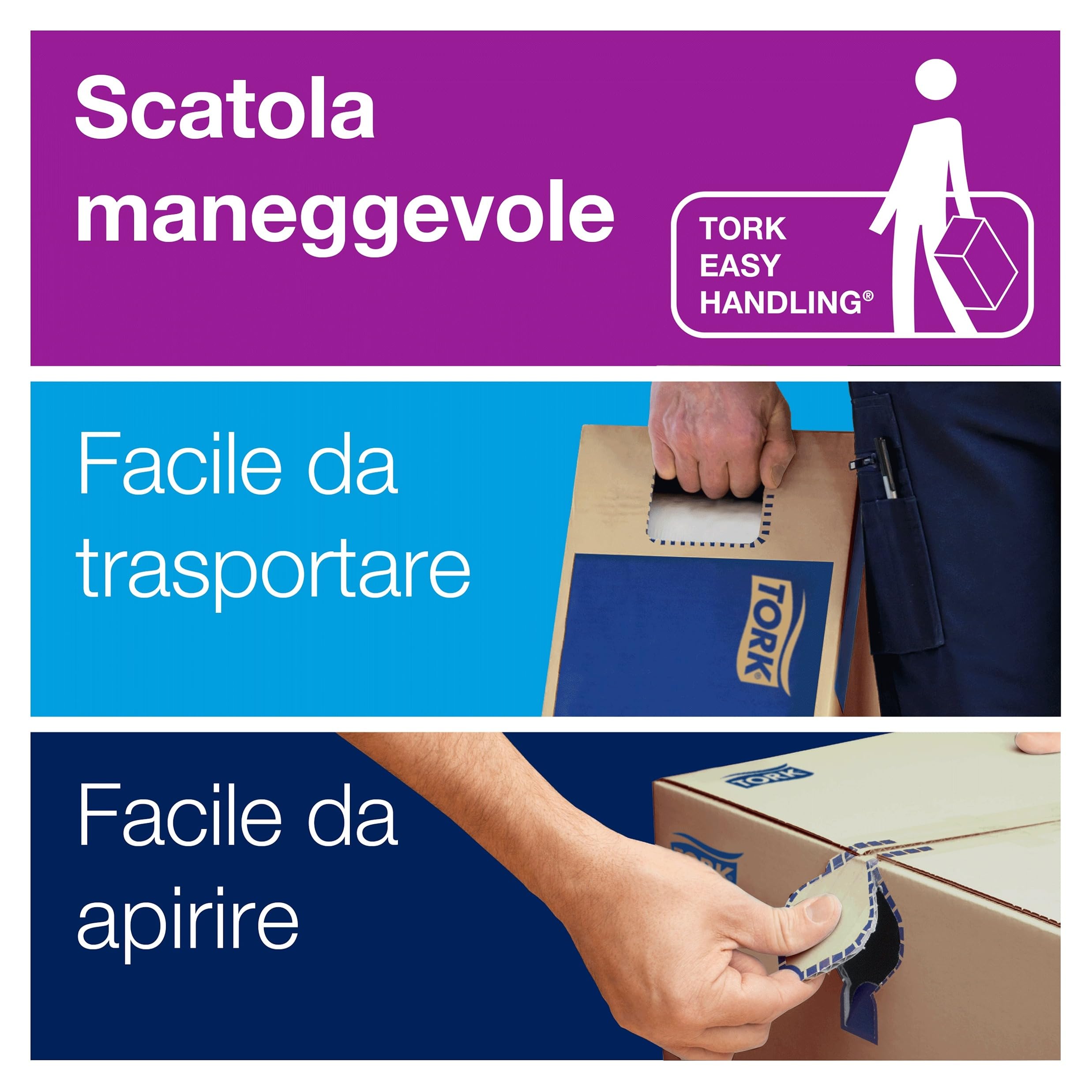 Tork 290190 Asciugamani a piegatura singola e dissolvimento rapido Advanced, compatibili con sistema H3, 2 veli, 1 conf. 15 pacchetti x 250 asciugamani, bianco