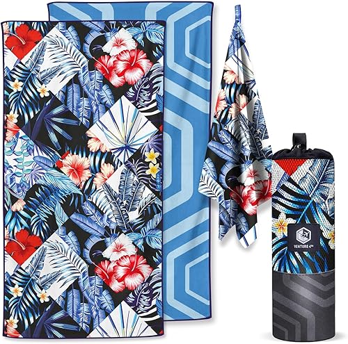 Vista 94 de VENTURE 4TH Toalla de playa de microfibra: secado rápido, compacta, sin arena, absorbente, a prueba de arena y ligera, perfecta para camping, playa