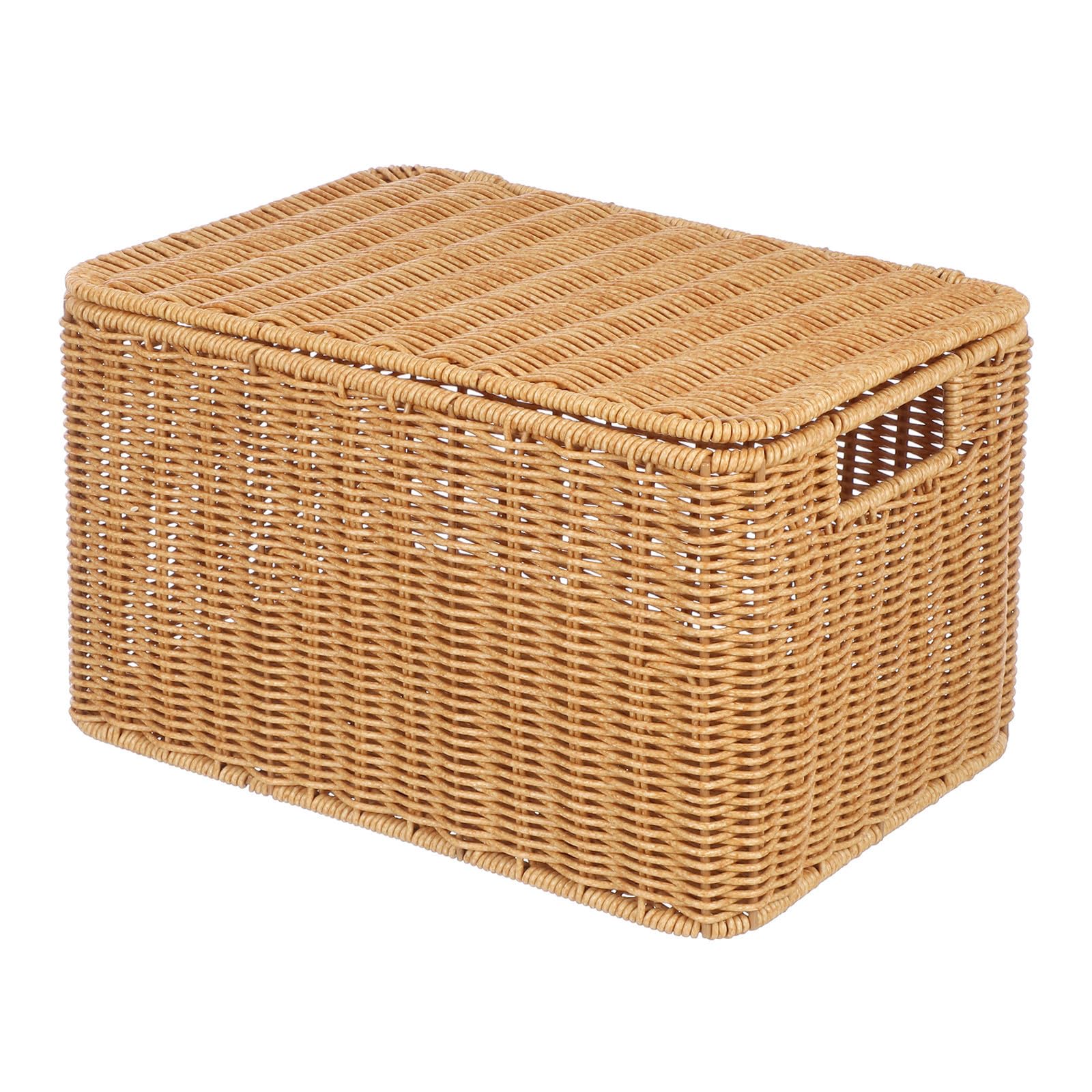 Panier de rangement décoratif et rustique en rotin synthétique tressé pour un intérieur chic