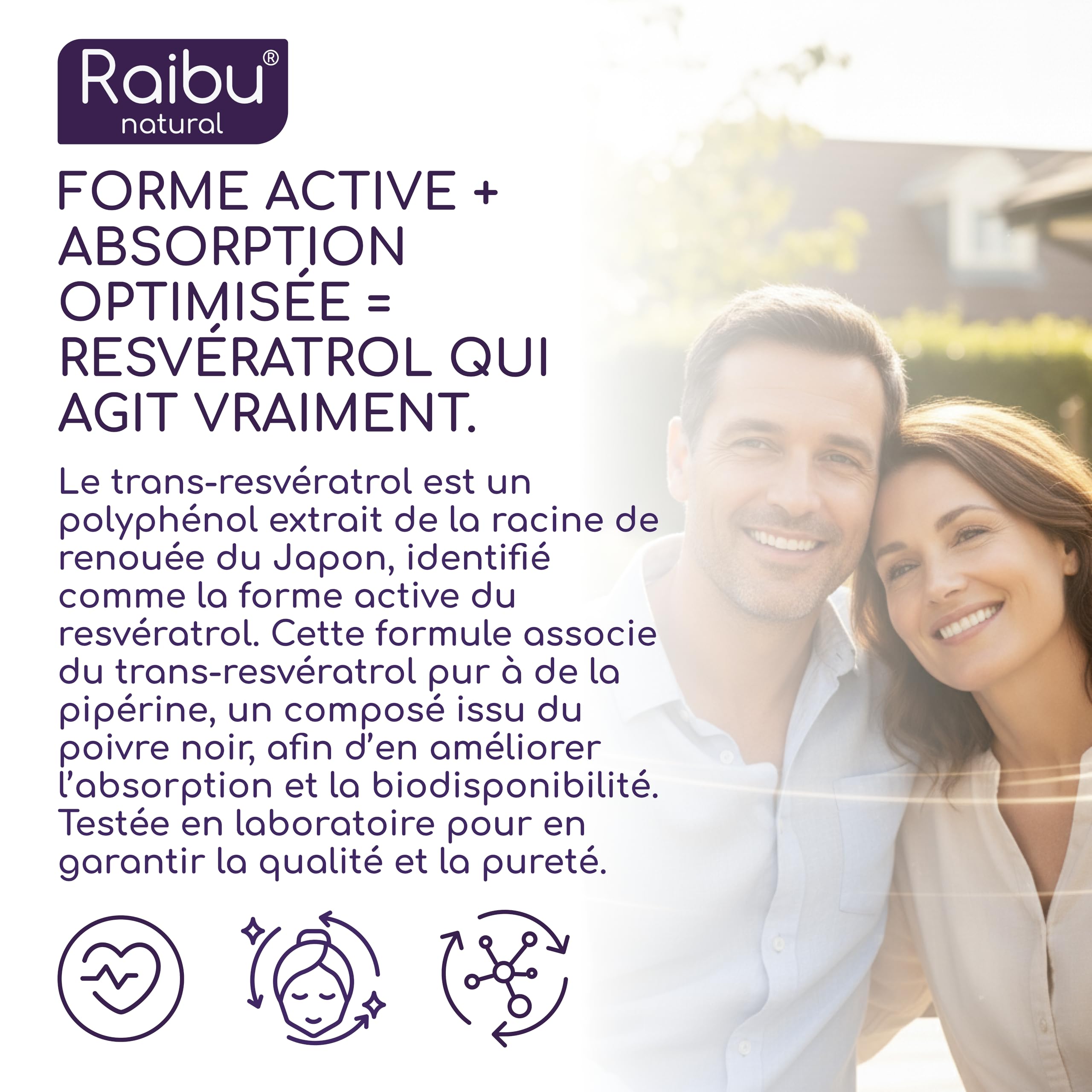 Resvératrol, 1050 mg de Trans Resveratrol Pur (98%) par dose quotidienne - Antioxydant Puissant - Extrait 140:1, 60 Gélules - Absorption Optimisée avec Pipérine - Végétalien, Sans Additifs