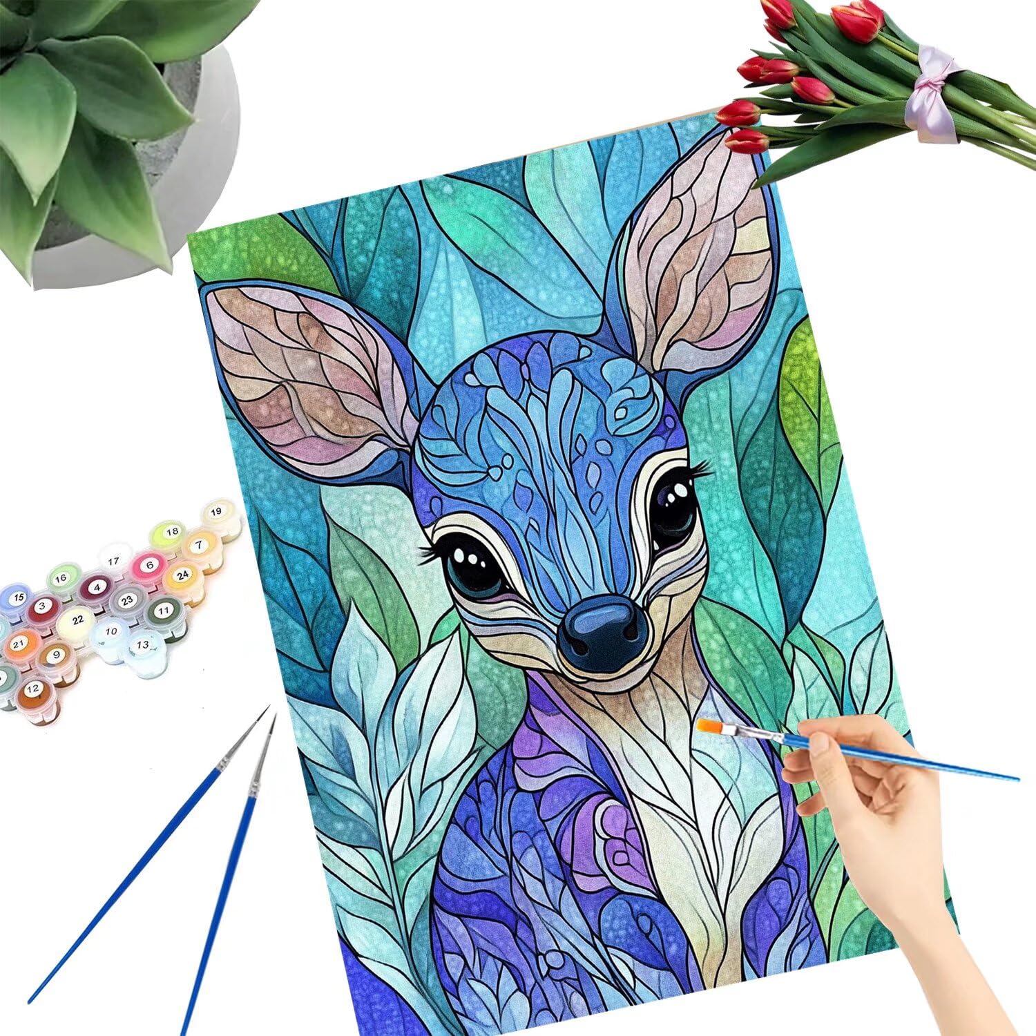 Pintar por Numeros Adultos pintar por numeros niños manualidades niños 10 años, DIY Pintar por Números de Pincel y Pintura acrílica Decoraciones para el Hogar Manualidades, sin Marco 60x80cm C-16
