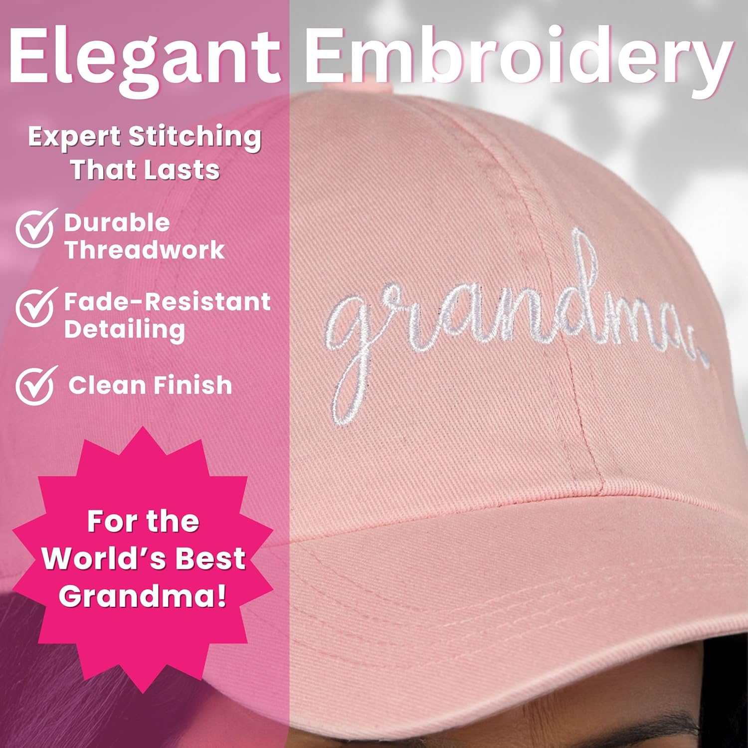 Funky Junque Grandma Embroidered Baseball Cap - Vintage, Comfortable & Breathable for Grandma - Image 3