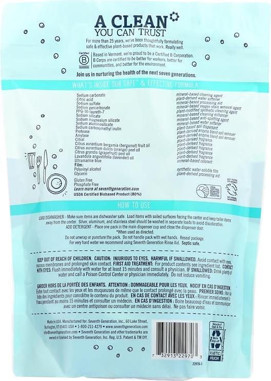 Seventh Generation Dish AUTO PAC PWR 18PC, Multi, Ultra Power Plus, 18 Count
