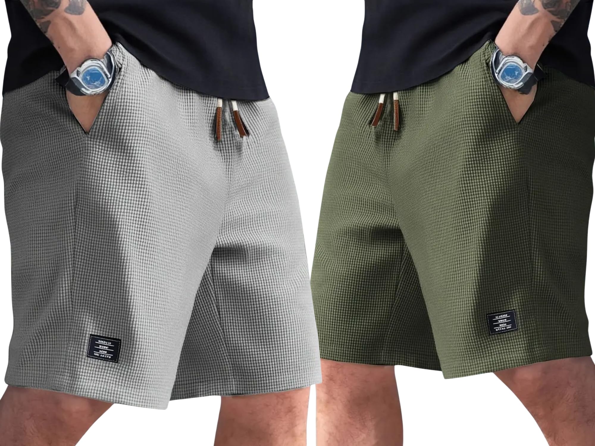 Men's Shorts Combo Pack | Stylish Slim Fit Casual Shorts for Men | Elastic Waistband | Breathable & Lightweight Fabric | Pack of 2