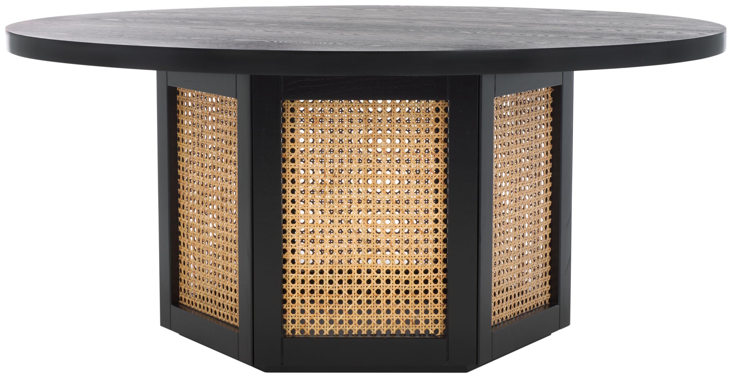 SAFAVIEH Home Collection Danez Black Natural Cane Round Top Coffee Table
