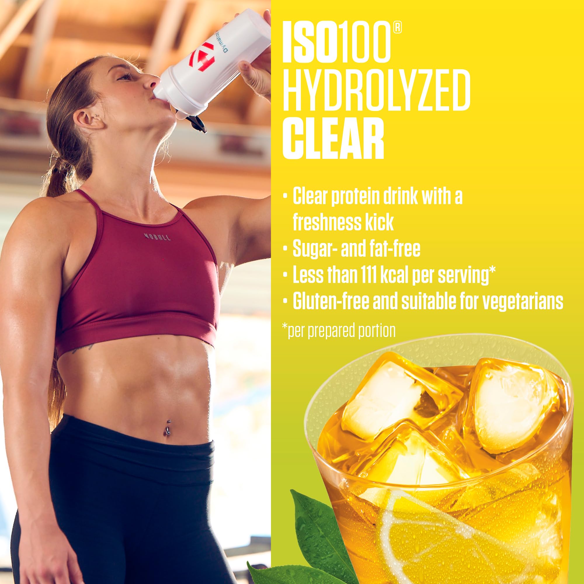 Dymatize ISO 100 Hydrolyzed Clear Lemon Ice Tea 900g Proteine del siero di latte chiare in polvere idrolizzate e isolate