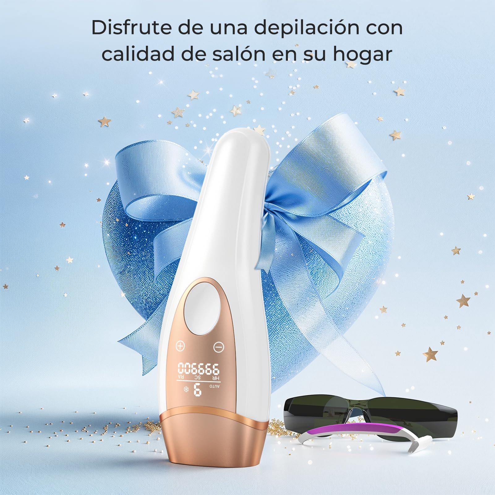 21J Depiladora Laser Indolora con Función De Refrigeración, Depiladora Luz Pulsada 9 Niveles de Energía, Maquina Laser Depilacion Casa para Rostro, Bikini y Cuerpo, Blanco