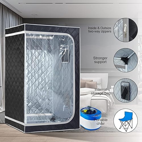 Miniatura 6 de ZONEMEL Kit de sauna de vapor portátil de tamaño completo, spa personal de cuerpo completo para desintoxicación, relajación, 4 litros de vapor de