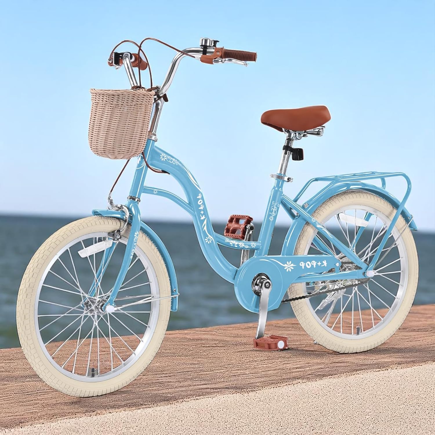 Girl Bike with Basket, 20 Inch Kids' Bicycles for Kids Ages 5-13 Princess Girls Kids Bike-Children Bicycle Single Speed Girls Bikes with Carbon Steel Frame, Multiple Colors