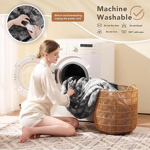 Vista 59 de Homemate Manta térmica eléctrica de 50 x 60 pulgadas, manta térmica de 1/2/4/6/8 horas de apagado automático, 10 niveles de calor, protección contra