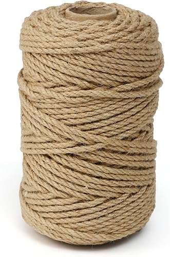 Miniatura 12 de Cordel de yute natural, cuerda de cáñamo de 328 pies de 1/4 de pulgada para envolver regalos, manualidades, plantas, jardín, Navidad, hecha a mano