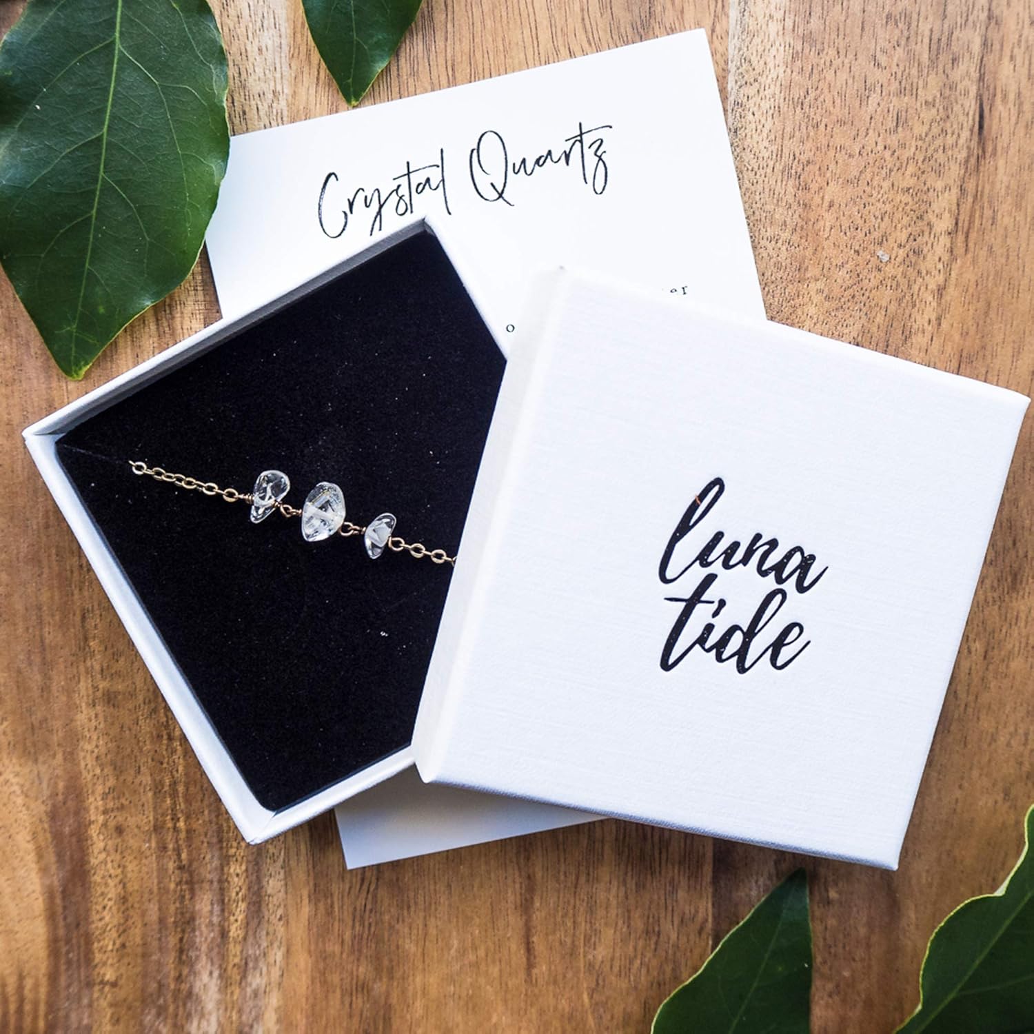 Crystal Quartz Beaded Chain Choker in Bronze - Image 5